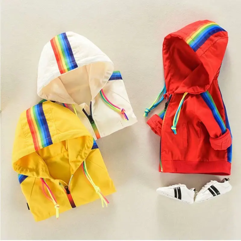 

2020 autumn Jackets Hooded Boys & girls clothing Kids Coats rainbow Jacket for Baby tops Fall Infant Girl Clothes windbreak coat