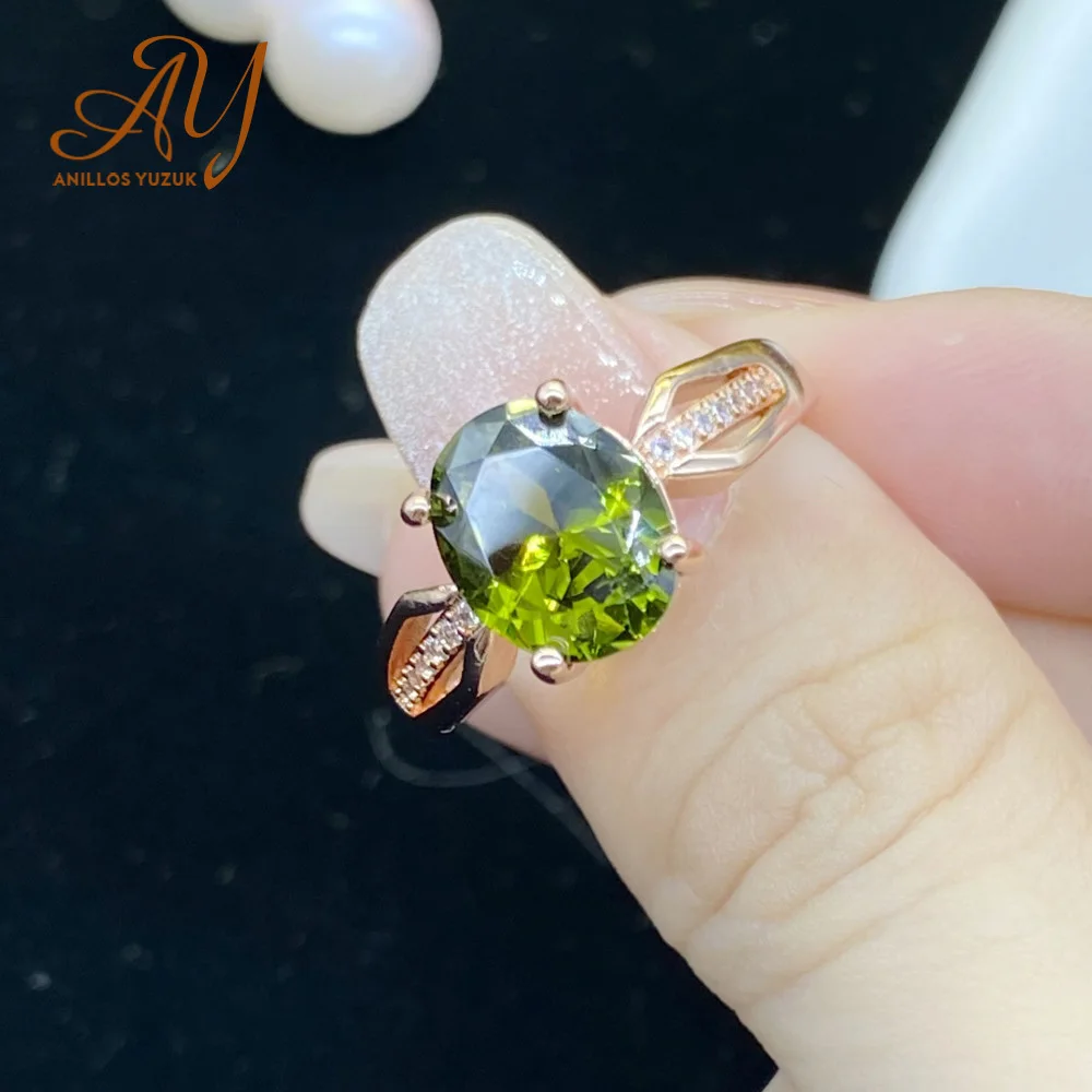 

Женские кольца Anillos Yuzuk, ювелирное изделие из серебра 925 пробы, кольцо высокого качества зеленого цвета, овальное, Подарок на годовщину свадь...