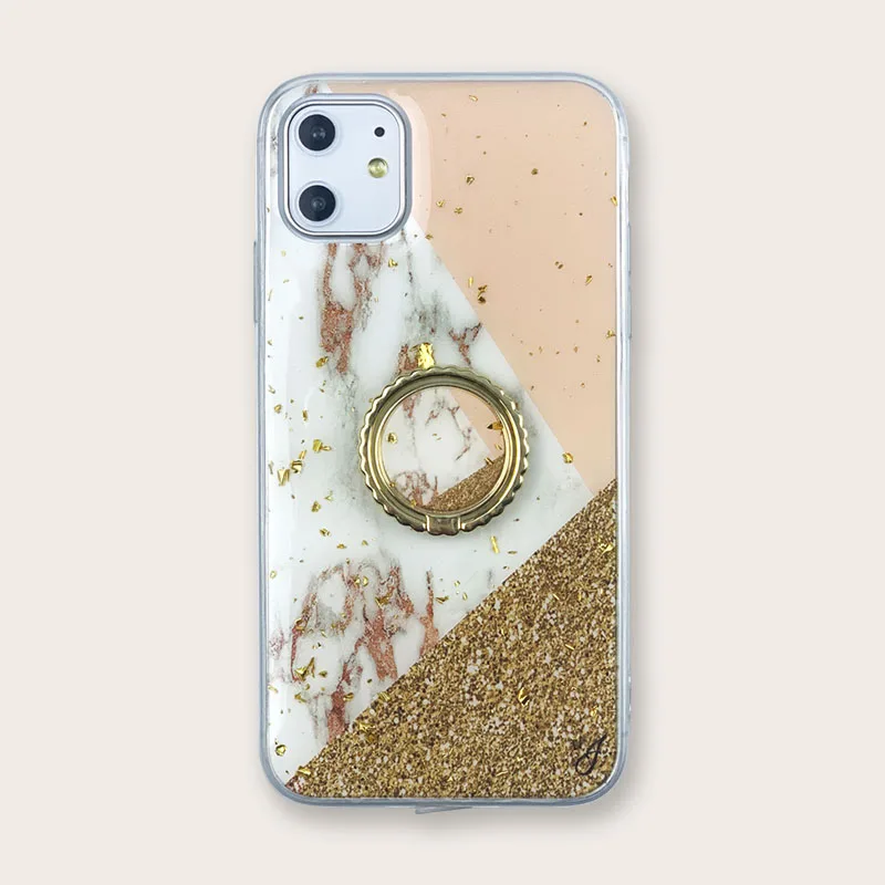

Marble Gold dust Ring buckle iPhone Case Suitable For Apple X / Xs / 11 / 11Max / 11Pro Hard shell Epoxy resin Cover Phone case