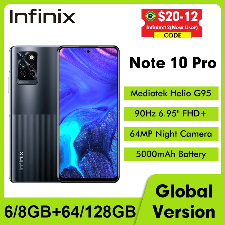 Глобальная версия Infinix Note 10 Pro NFC 6 95 &quotFHD Смартфон 6/8GB/64 Гб 128 ГБ 5000 мА/ч 64MP Камера