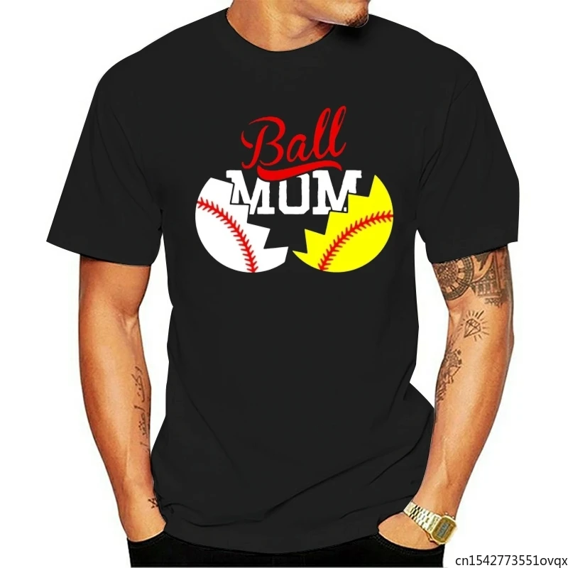 

Ball Mom T-shirt Softball Baseballer Mum Casual Daily Short O-Neck Unisex Tee