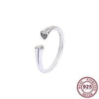 2020 new 925 sterling silver pan ring shiny open heart with crystal ring for women wedding party gift fashion jewelry