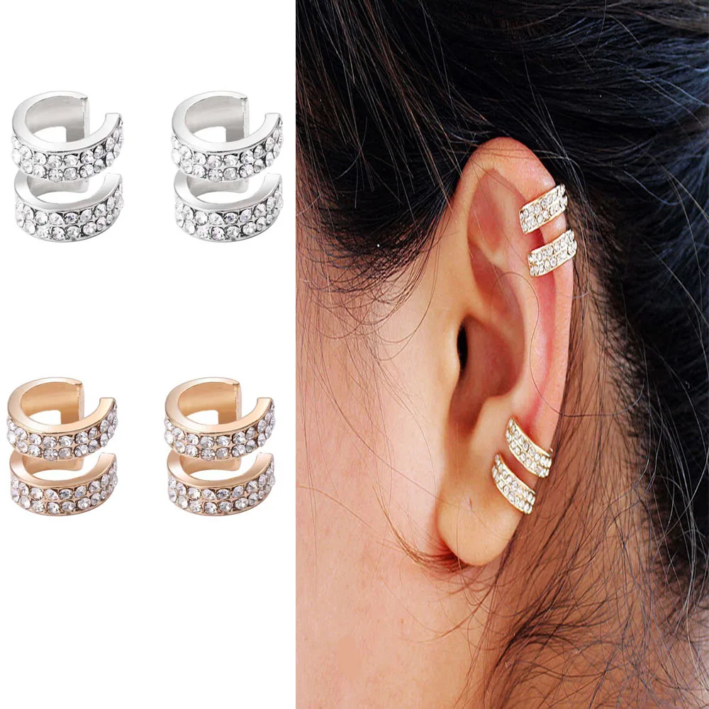 Женские серьги с кристаллами модные маленькие круглые серьги-каффы для ушей
