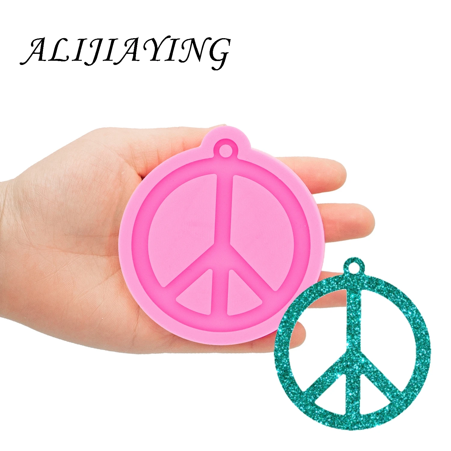 Peace Sign Resin Keychain Decorative Craft DIY Pendant Mold Epoxy Molds for Necklace Jewelry Non-stick Silicone Mould DY0330