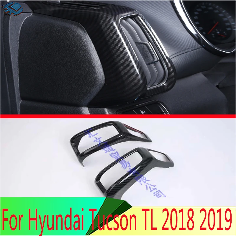 

For Hyundai Tucson TL ix35 2018 2019 Carbon Fiber Style Air Vent Outlet Cover Dashboard Trim Bezel Frame Molding Garnish Accent