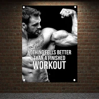 nothing fells better than a finished workout exercise fitness banners flags bodybuilding sports tapestry gym wall decoration
