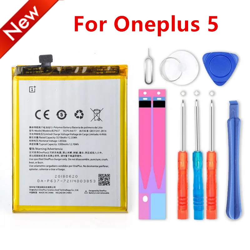 Новый аккумулятор 3210mAh BLP637 хорошего качества для Oneplus 5 One Plus Five + Подарочные