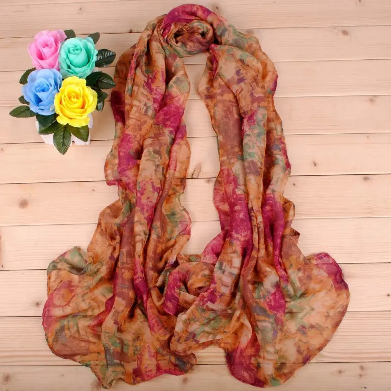 Весенняя двухцветная шелковая сатиновая квадратная лента для волос хиджаб