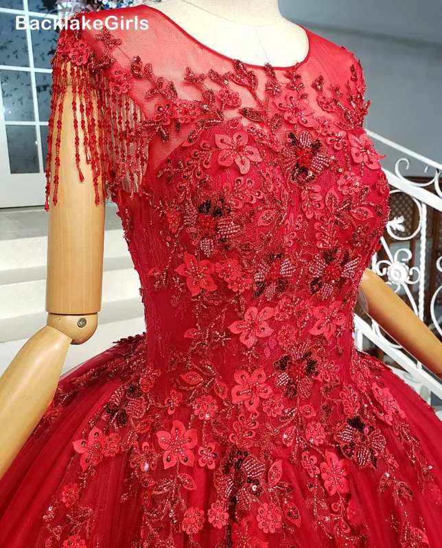 2020 Mariage Красные Свадебные платья с круглым вырезом и рукавами крылышками платье
