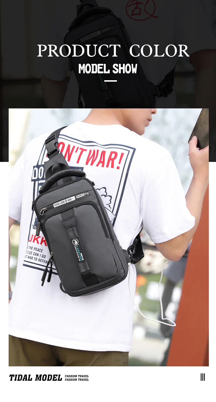OZUKO New Multifunction Crossbody Bag for Men Chest Pack Sling&Double Shoulder Bag Male Waterproof Short Trip Messenger Bag