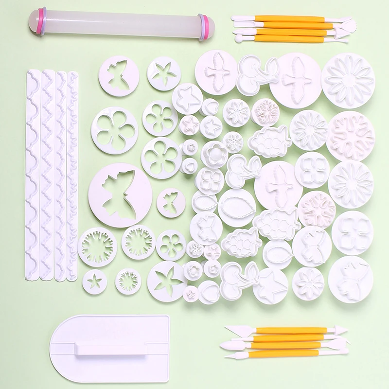 

68pcs/set Biscuit Baking Mold Food Grade Plastic Mould Flower Leaf Star Heart Shapes Cake Cookie Dessert Fondant Decorating Tool