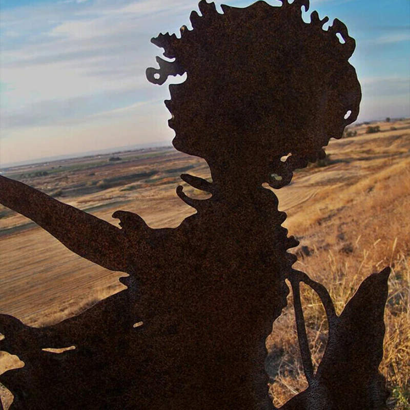 

Butterfly Girl Large Vintage Metal Silhouette Sculpture for the Garden or Yard Art or Memorial Sculpture/Shadow Art _WK