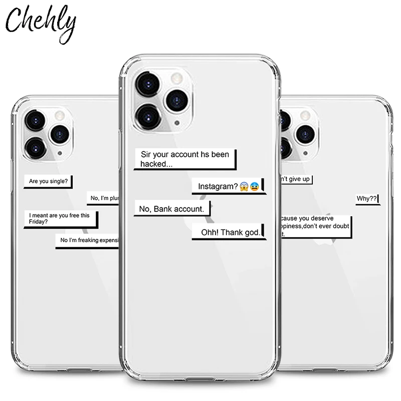 Funny Letters Phone Case for IPhone 6s 7 8 11 12 13 Mini Plus Pro X XS MAX XR SE Cases Soft Silicone TPU Shell Accessories Cover