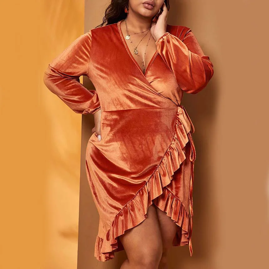 Платье женское вечернее с длинным рукавом и V-образным вырезом | Женская одежда