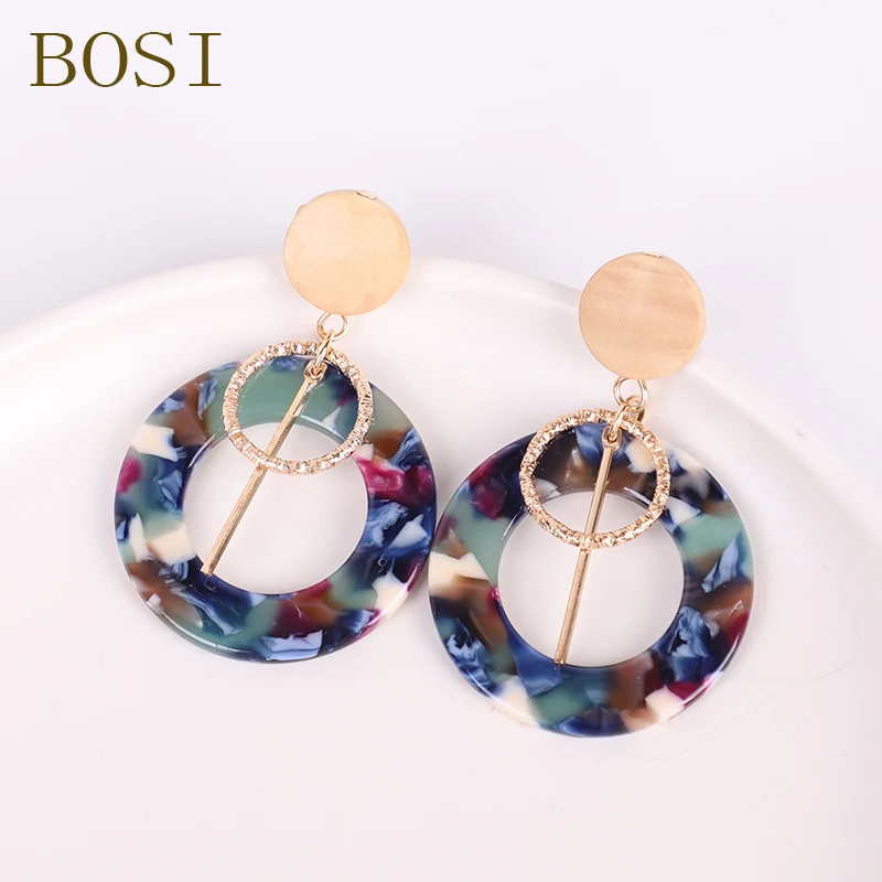 11 Серьги для женщин, акриловые, Boho, ацетат, висячие серьги, модные, большие, богемные, аксессуары, геометрические, Роскошные, трендовые, для лица - Окраска металла: 11