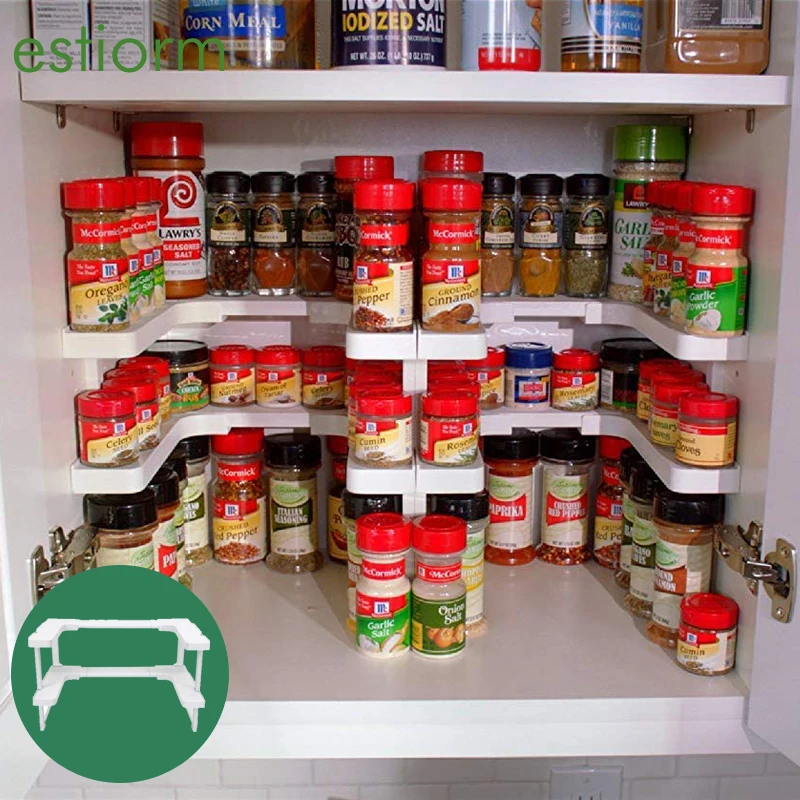 

NEW Deluxe Stackable Spicy storage shelf Adjustable Expandable Seasoning Spice Rack Pantry Cabinet Organizer kitchen Shelves
