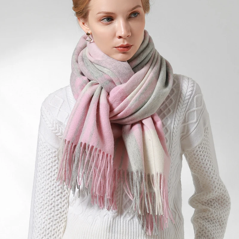 Женский шарф из 100% овечьей шерсти зимний бренд 2021 плотные теплые шали и