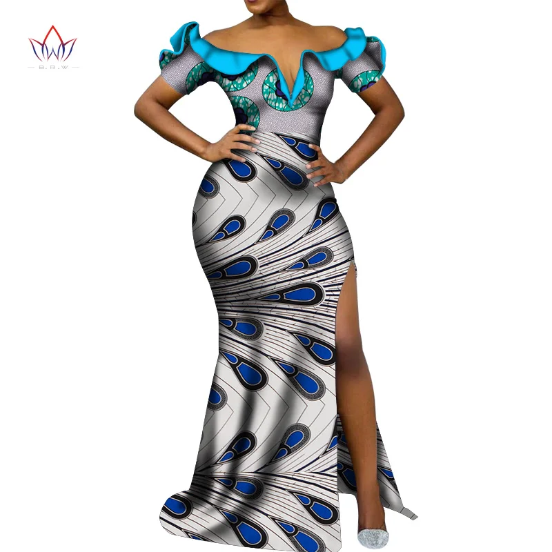 Vetement Femme Dashiki, африканские платья с v-образным вырезом для женщин, повседневные Свадебные вечерние африканские платья с коротким рукавом, Анкара, длинное платье swy5297