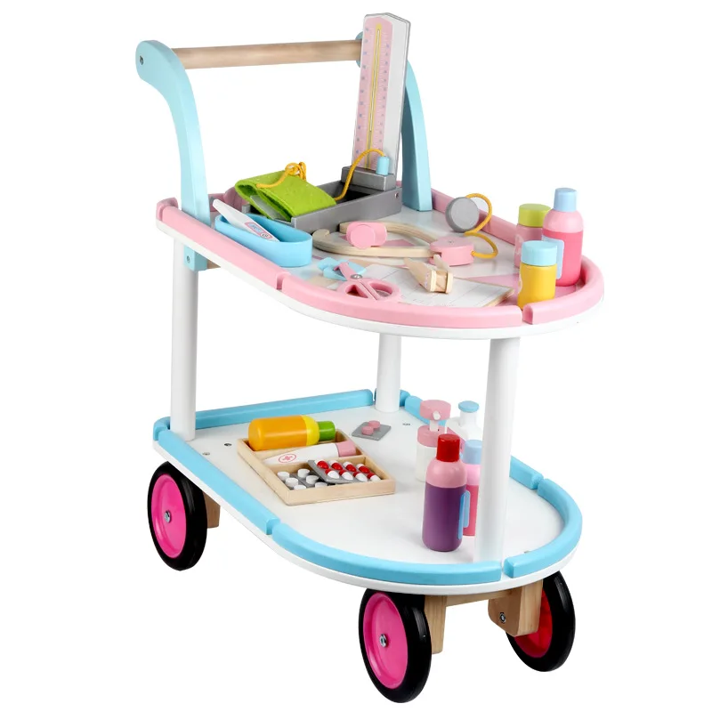 

New wooden toy playhouse simulation medical car girl toy Kindergarten Role Playing Baby FUN game Kids Gifts