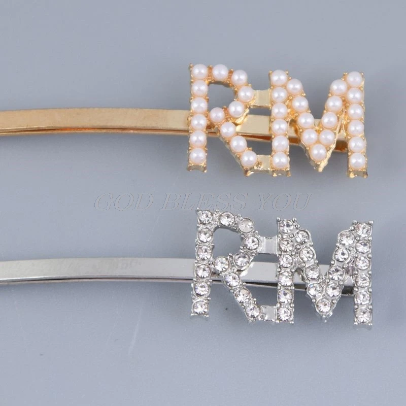 Женские металлические буквы Bobby Pins Kpop имя членов имитация жемчужины, горный хрусталь для волос зажим для поддержки болельщиков декоративные заколки