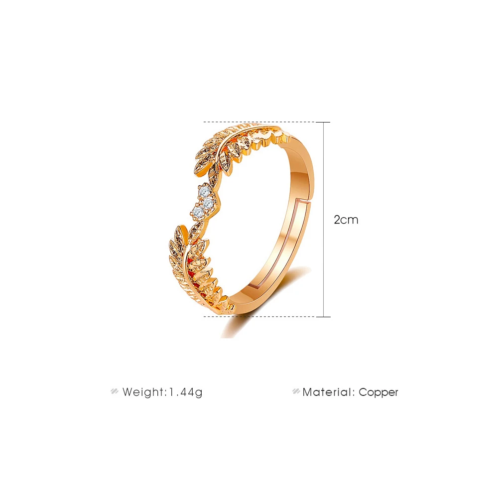 

QW-JZ056 Womens Fashion Korean Rings Jewelry for Women Adjustable Opening Leaf Rings Gift Unusual Rings for Women 2020