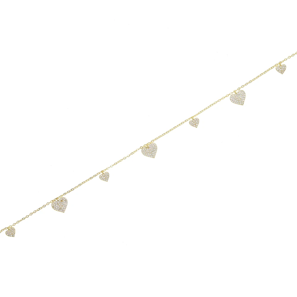 Женский чокер с кулоном в виде сердца фианитом