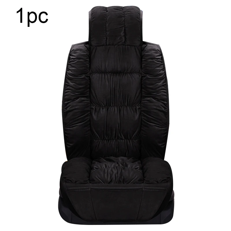 Front Black 1pc Чехлы для автомобильных сидений, плюшевые чехлы для сидений автомобиля, интерьерные подушки для сидений, теплые Универсальные зимние защитные Ковровые Коврики, аксессуары - Название цвета: Front Black 1pc