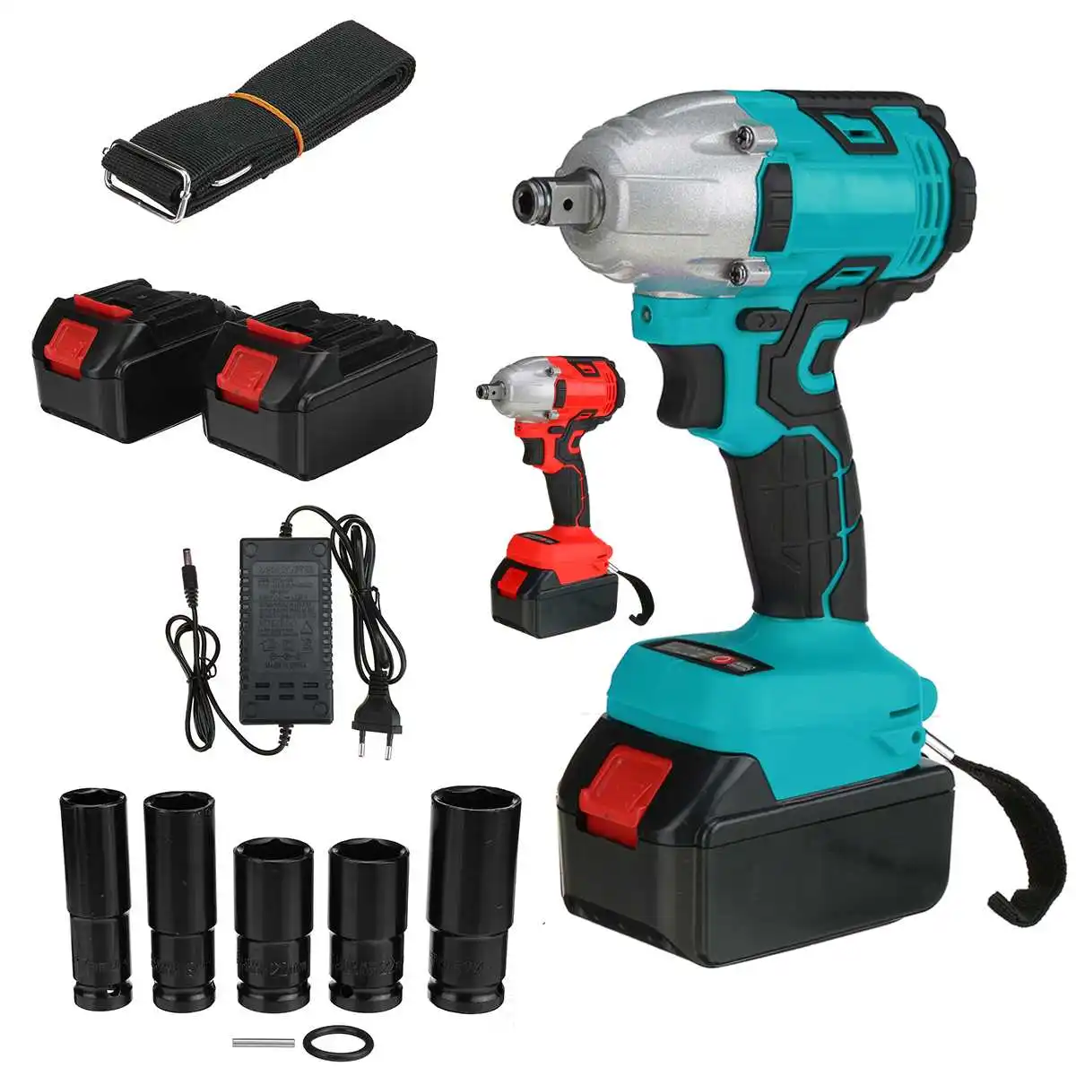 

520N.m 388Vf Cordless Brushless Electric Wrench Impact Wrench Socket Wrench 2x 15000Mah Li-ion Battery Hand Drill Installation