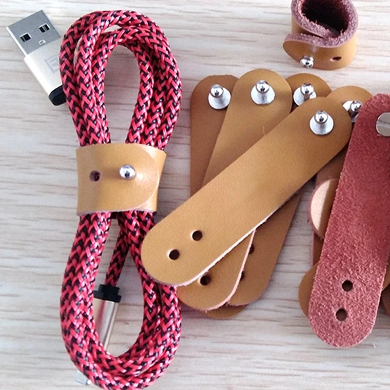 5 шт. кожаная пряжка устройство для сматывания кабеля провод Органайзер