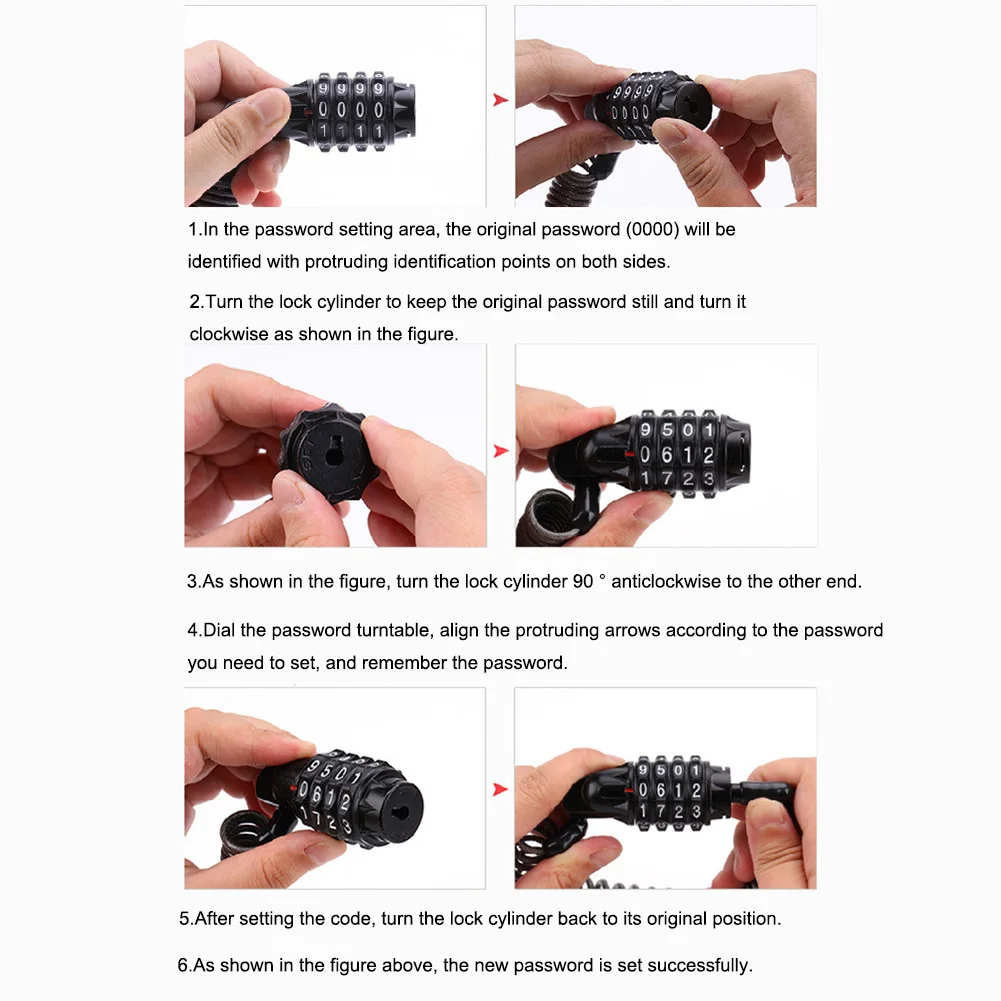 

Motorcycle Helmet Steel Cable Lock Security 4 Digit Combination Password Padlock