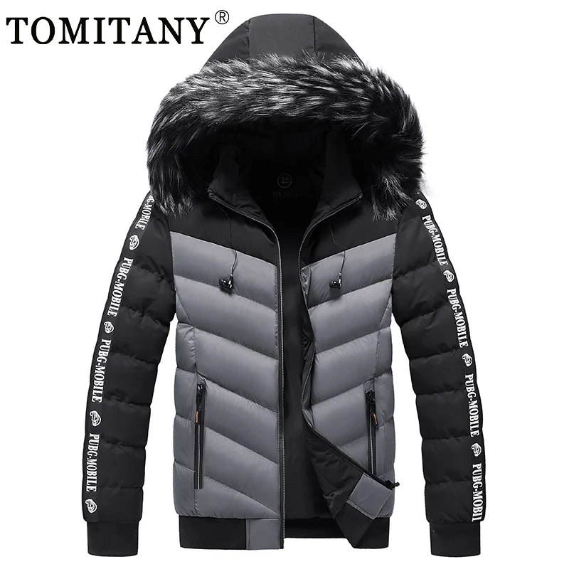 Winter Jackets Men Fur Collar Hooded Thick Warm Cotton Outwear Man Patchwork Built-in Earphone Parka Coats Windbreaker Outerwear