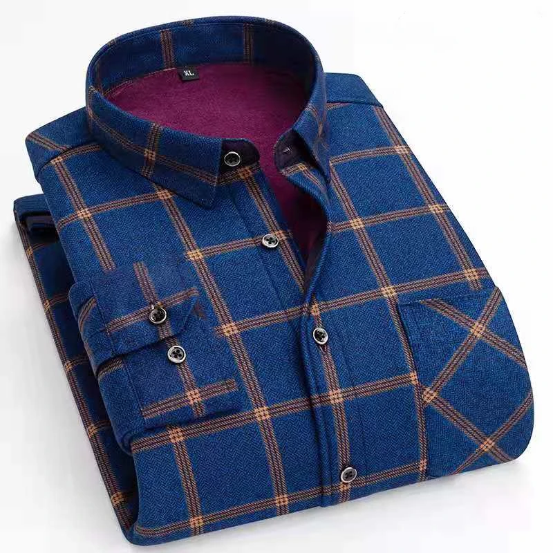 Мужская классическая двухсторонняя Флисовая теплая рубашка зимняя новая модная