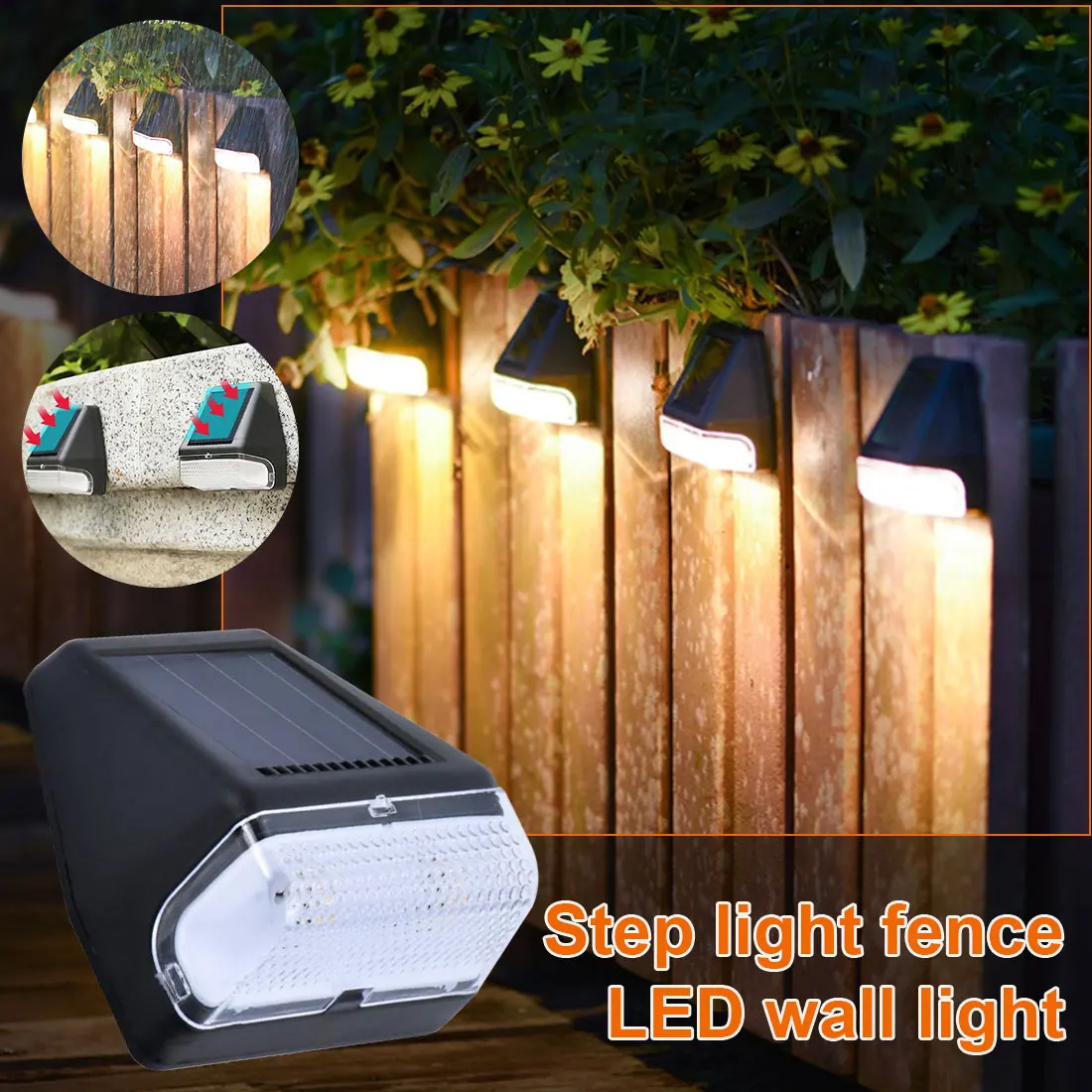 

LED Solar Lamp Path Stair Outdoor Waterproof Wall Light Garden Landscape Step Deck Lights Balcony Fence Solar Lights Hot Sale