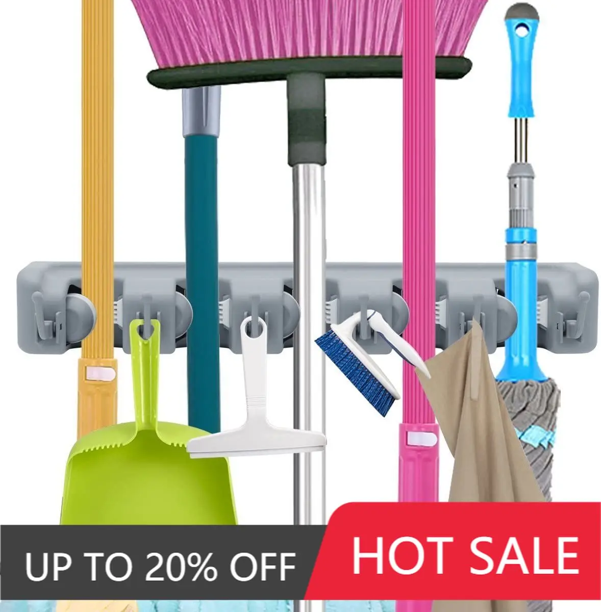 Настенный многофункциональный держатель для метлы Волшебная пластиковая швабра