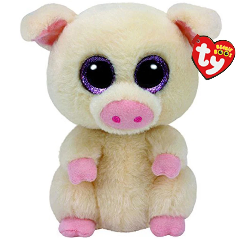 Ty Beanie плюшевые игрушки сова Пингвин собака Жираф Кот енот овца летучая мышь Крупный рогатый скот плюшевые игрушки животных подарок для детей 15 см - Цвет: Pig