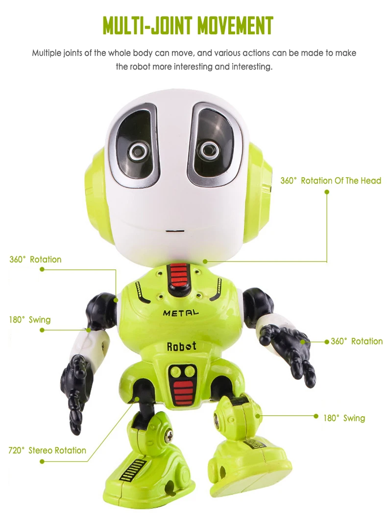 Smart Mini Robot Toys Intelligent Alloy Adjustable Talking for Kids Children Educational Robots LED Video Baby Gifts | Игрушки и хобби
