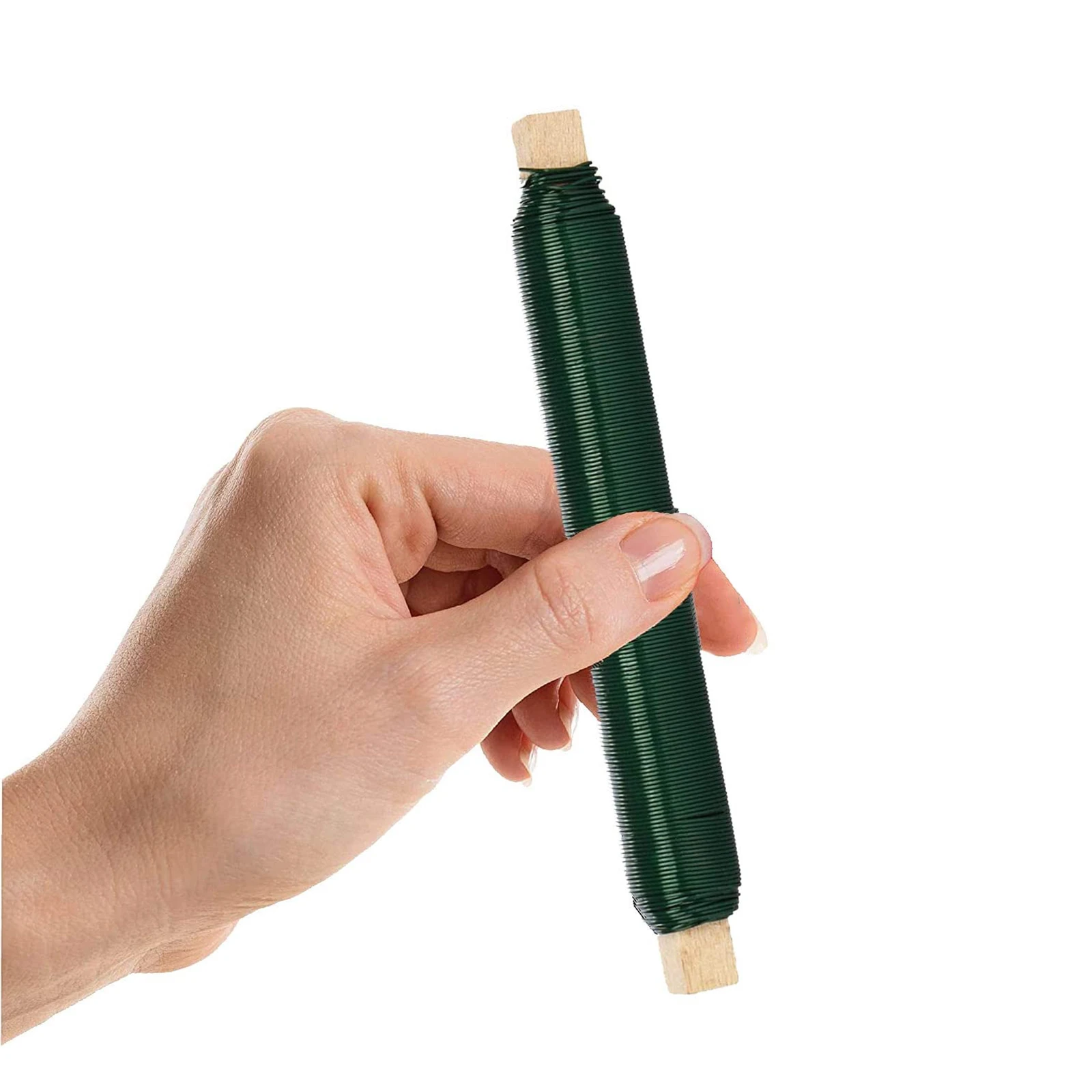 

5PCS Garden Wire Roll Flower Winding Wire Set Green On Wooden Stick Thickness 0.65mm 35M Gardening Plant Soft Tie Climbing Clips