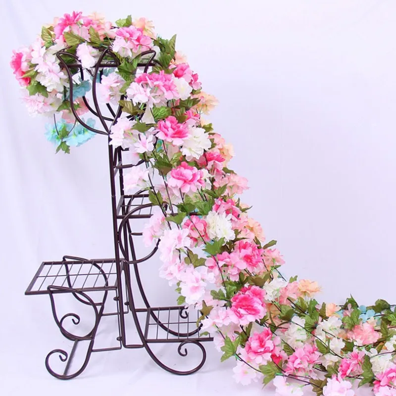 

Artificial Cherry Blossom Rattan DIY wedding Wisteria Vine for Home Hotel Background Shop Wall Hanging Decoration 230cm/pcs