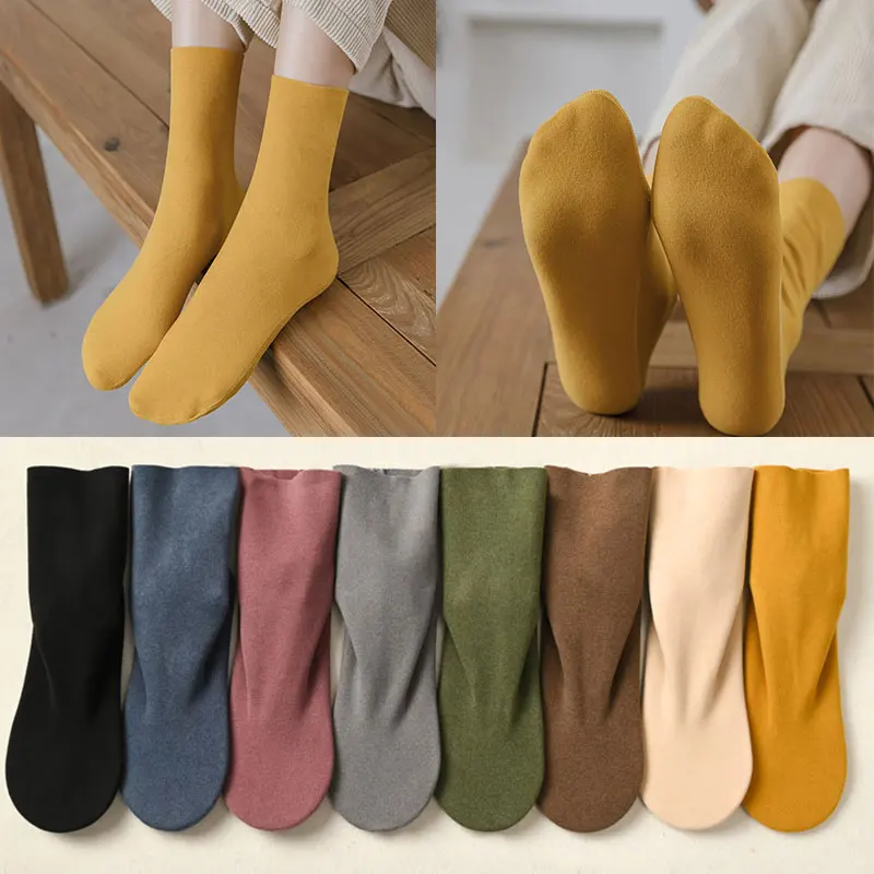 

Бархатные носки-трубы средней длины, бесшовные теплые зимние Утепленные носки-трубы с подогревом до щиколотки, женские носки-трубы для дома...