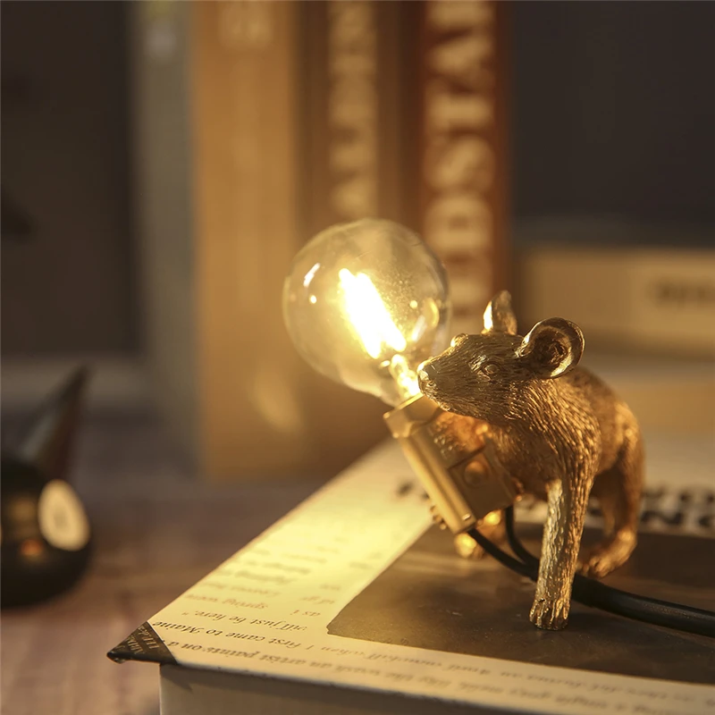

Mouse Night Lights Desktop Decoration Animal Lighting Children's Room Bedside Lamp Modern LED Table Lamps