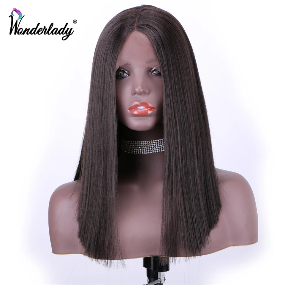 WonderLady короткие прямые кружевные передние парики термостойкие синтетические