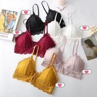 women lace underwear front buckle wrap chest female fitness no wire bra ladies triangle cup backless tops girl vest lingerie