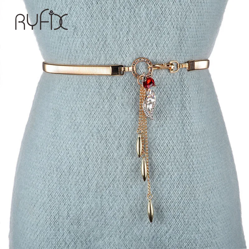 Женский Золотой металлический пояс цепочка с лисой кулон эластичный ремень