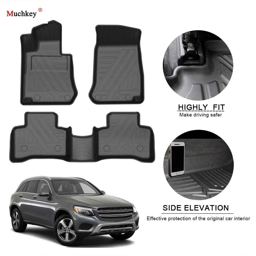 

Car Floor Mats For BENZ GLC 2015-2018 TPE Non-Slip Foot Pad Waterproof Rubber Carpets Auto Automobile Interior Accessories 3pcs