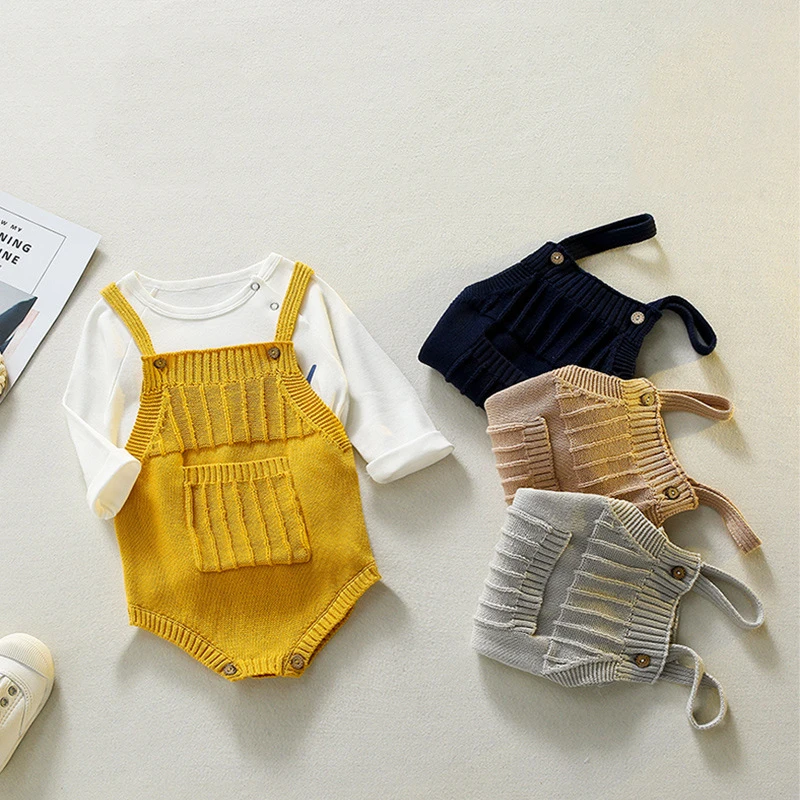 

Baby Romper Spring Autumn Infant Boys Girls Sleeveless Triangle One-piece Jumpsuit Newborn Casual Knitted Sling Bodysuit