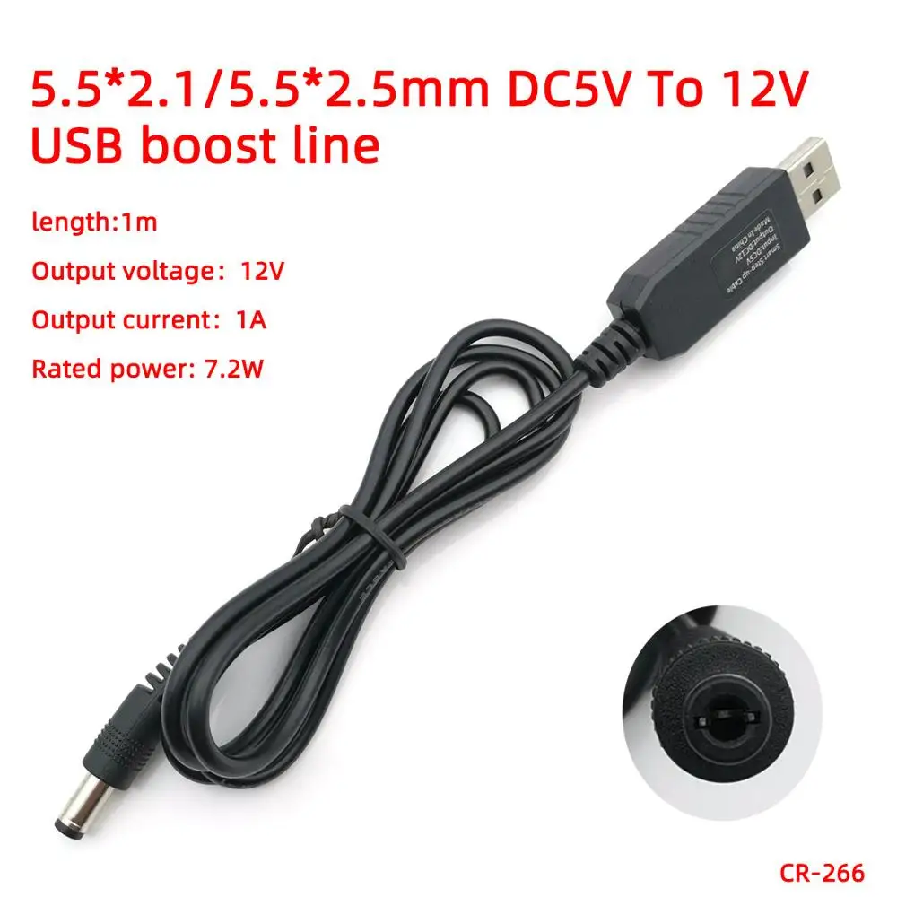 5.5-2.5mm Повышающий мощность USB линия DC 5 В к DC 9 В/12 В Повышающий Модуль USB конвертер Кабель-адаптер 3,5*1,35 мм 4,0*1,7 мм 5,5*2,1 мм разъем - Цвет: 5.5-2.5mm