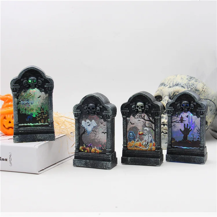 Хэллоуин DIY ночной Светильник Тыква череп лампы светящиеся страшные надгробные