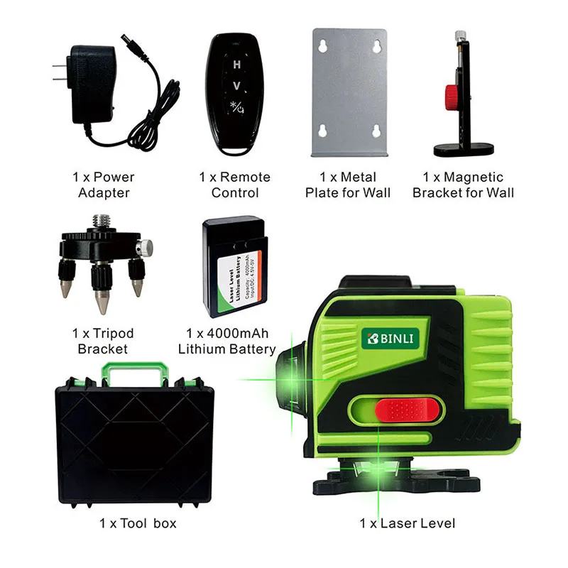 

12 Lines 3D Green Laser Level & Rotary