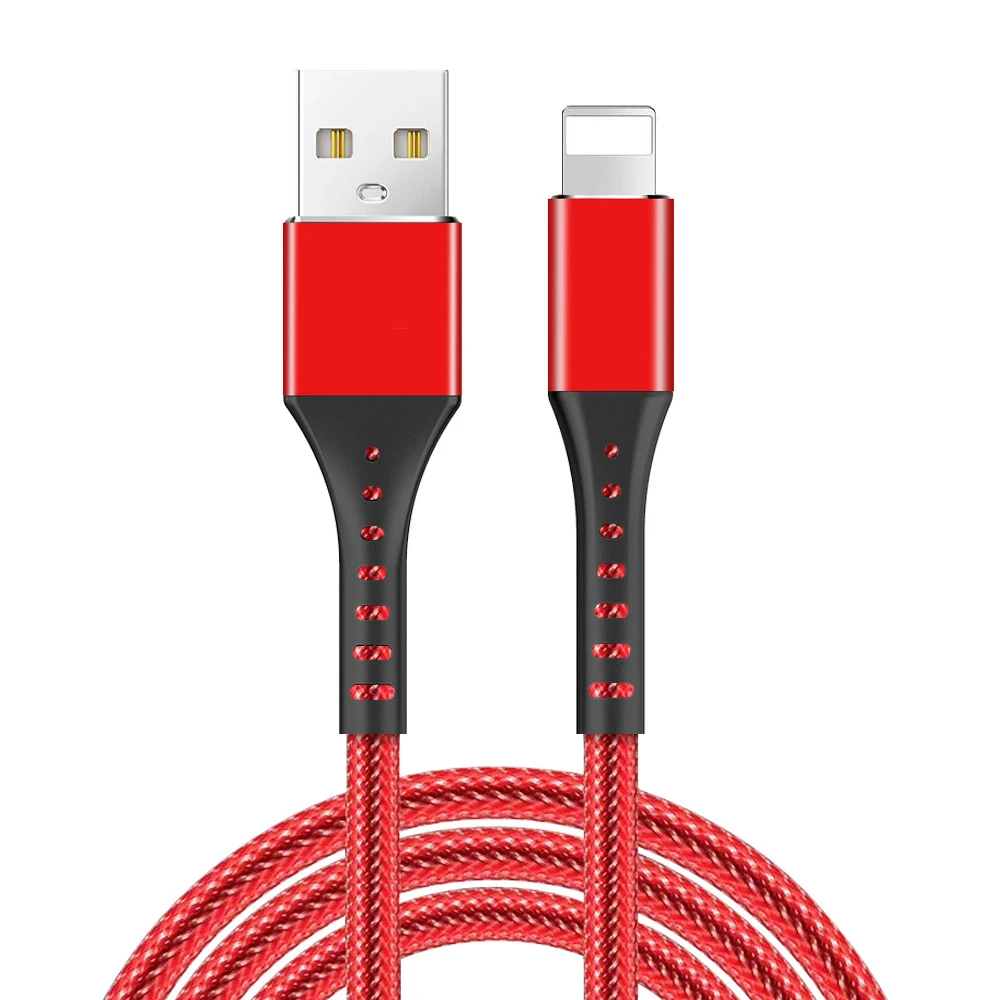 Usb-кабель Fase для зарядки iPhone X XS MAX 6 6S 7 8 Plus 5 5S SE iPad Mini 1 2 3 4 iPod Зарядка для телефона планшета шнур питания провода - Цвет: Красный
