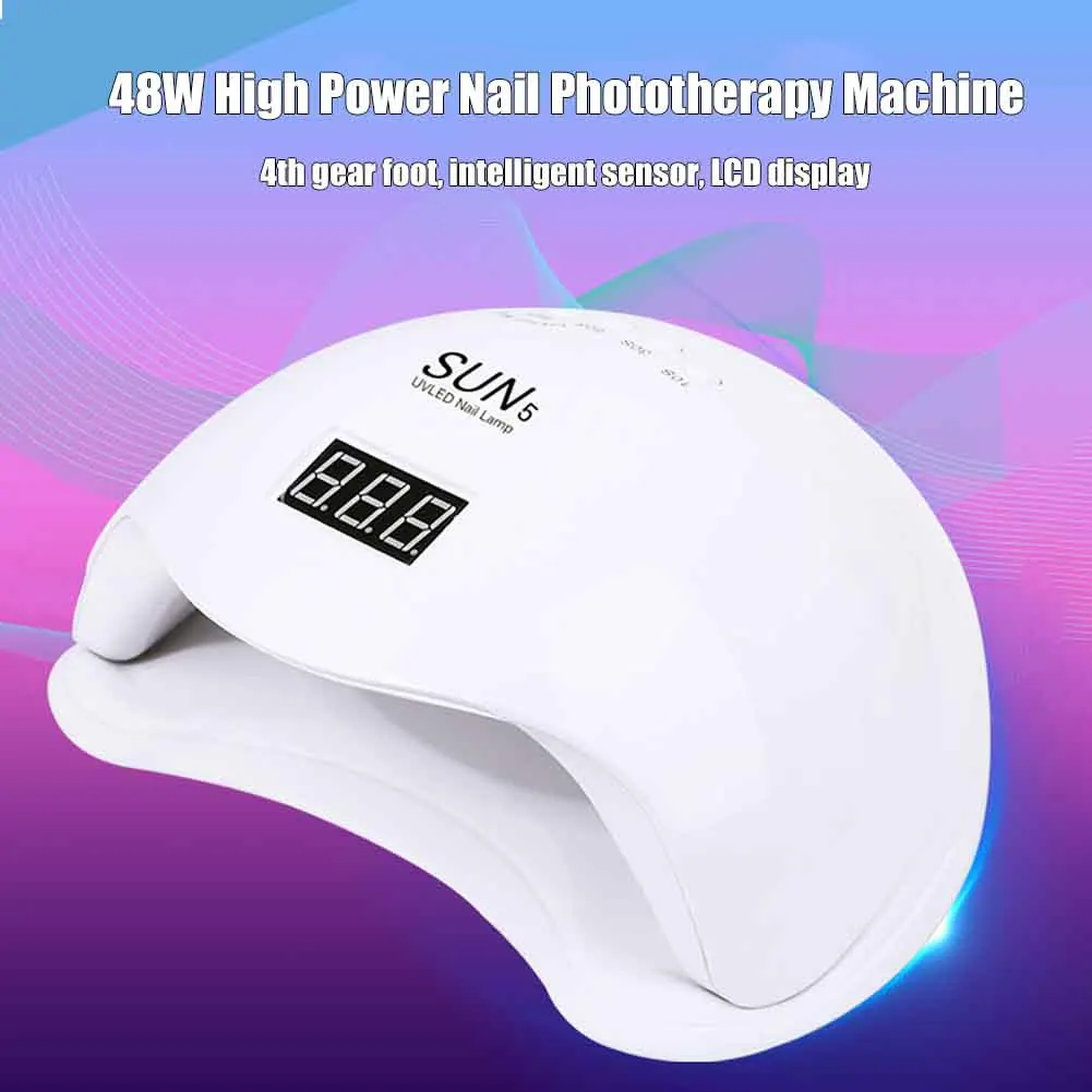 

48W Art Tool UV LED Lamp Manicure 4 Timer Presets Machine Smart Portable Gel Polish Salon Professional Nail Dryer Fast Curing